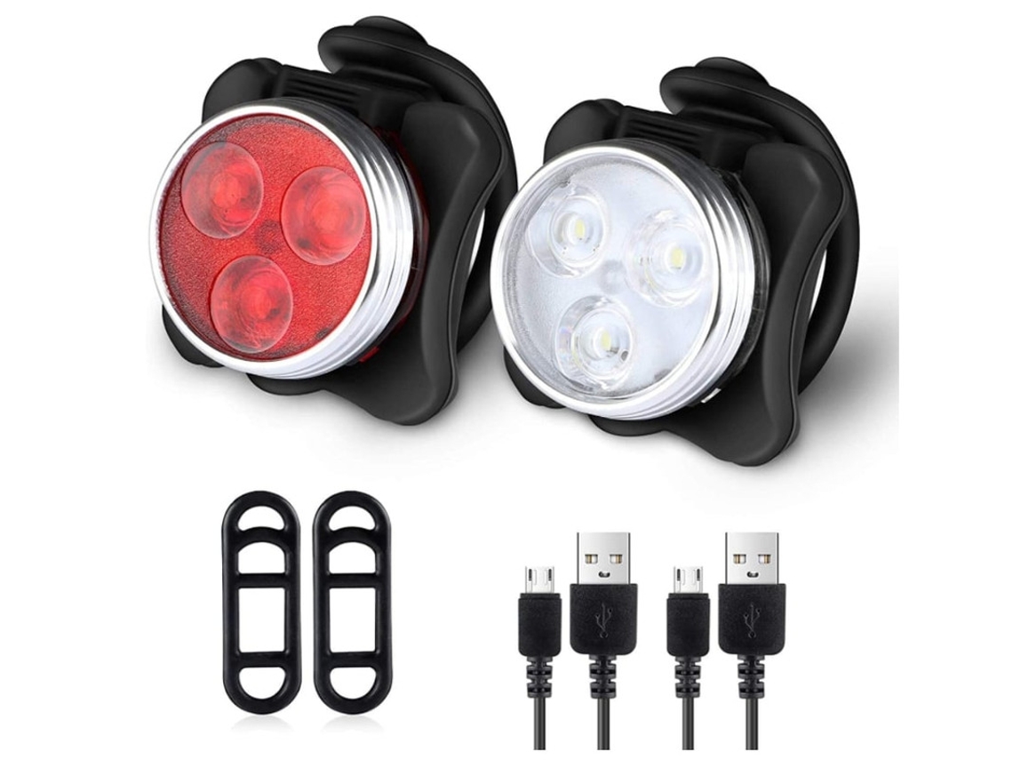 Luces para bicicleta, LED frontal y trasera recargables por USB, batería de 650 mAh, 4 modos de luz, resistente al agua IPX4 Yizhood (negro)