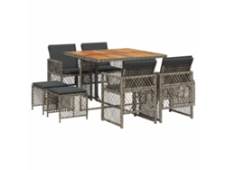 Maison Exclusive - Set Comedor Jardín 9 Pzas Y Cojines Ratán Sintético Gris