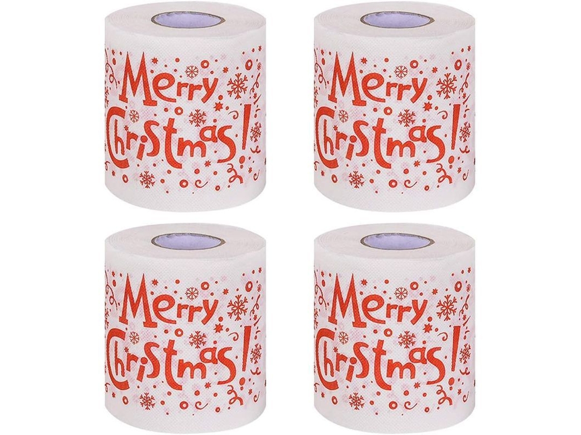 2026-4 Rollos De Papel Higiénico Navideño Con "merry Christmas" Para Decoración De Navidad Y Regalos Festivos