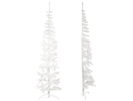 vidaXL Medio árbol de Navidad artificial con soporte blanco 210 cm