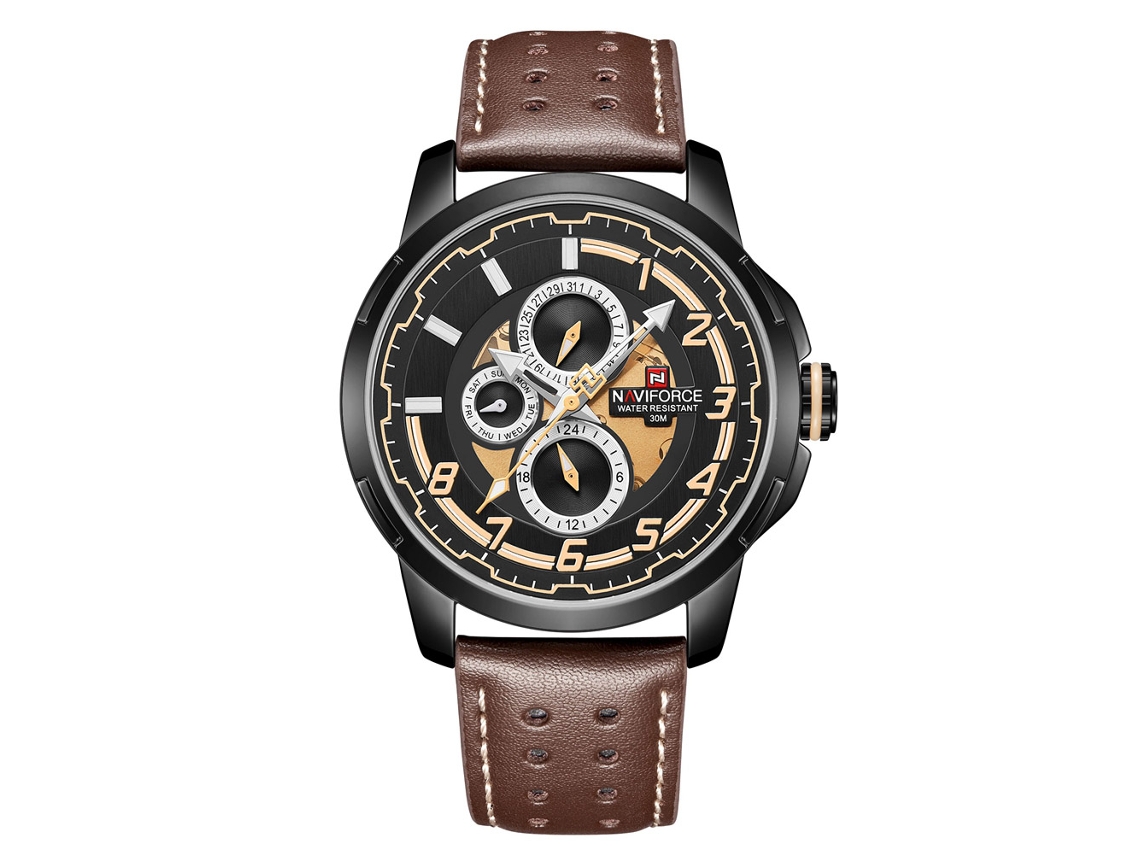 Reloj De Cuarzo Para Hombre Naviforce Con Correa De Pu, Elegante De Negocios Y Casual