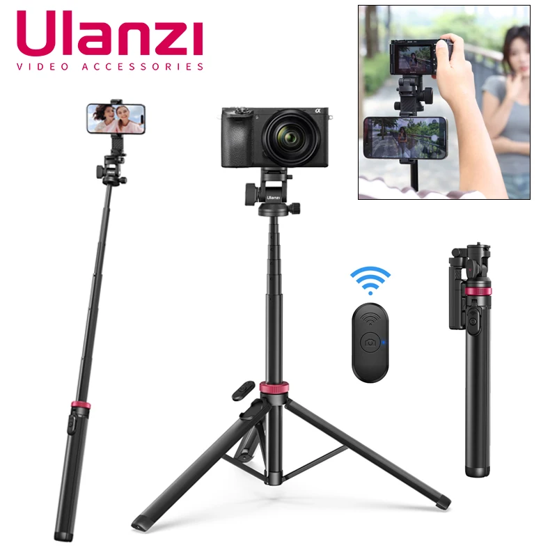 Trípode para teléfono móvil MT-78 con control remoto Bluetooth, doble zapata fría, desmontaje rápido y tornillo de 1/4'', para DSLR