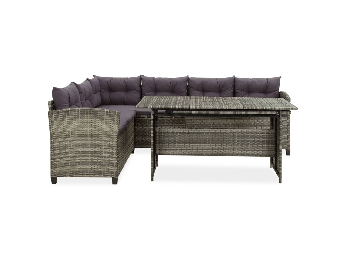 Maison Exclusive - Set De Muebles De Jardín 2 Pzas Y Cojines Ratán Sintético Gris