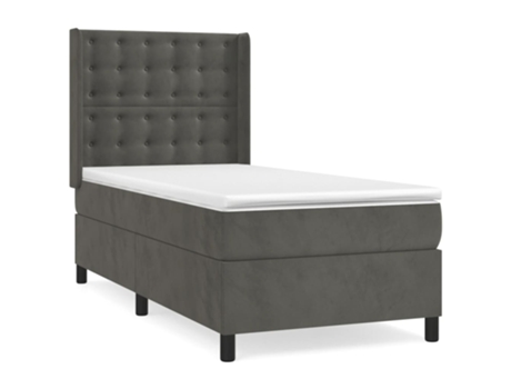vidaXL Cama con somier y colchón 90x190 cm terciopelo gris oscuro