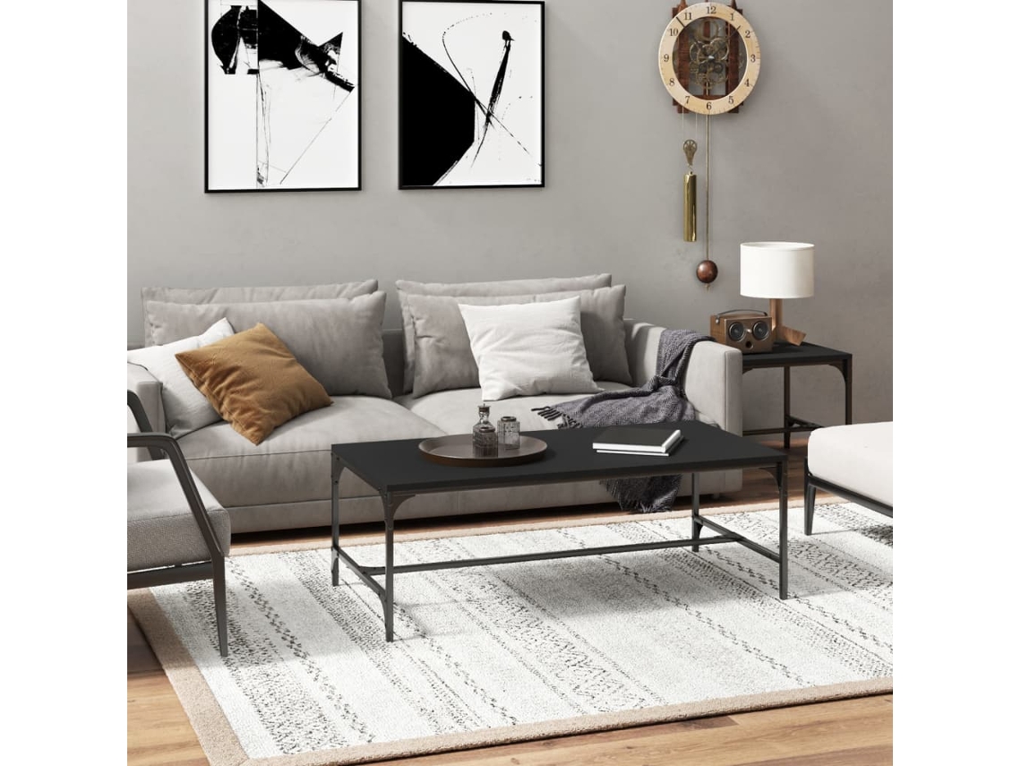 Mesa de centro de 100x50x35 cm, fabricada en madera sintética negra HARLANV1