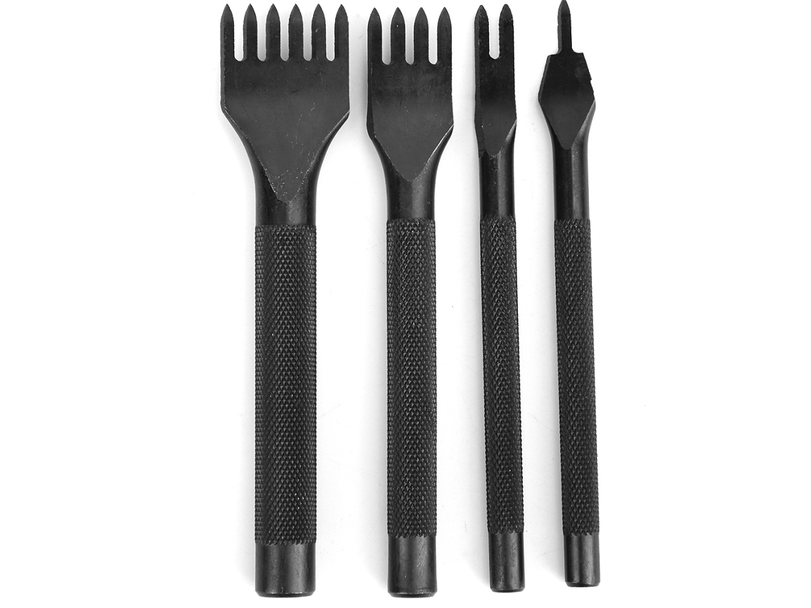 Kit de 4 puntas de cepillo de hierro galvanizado negro para manualidades de cuero.