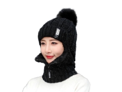Gorro De Invierno De Lana Gruesa Para Mujer Con Cremallera, Orejeras, Capucha Y Forro Polar Cortavientos Qst