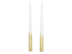 2 Velas Led Sin Llama, Funcionan Con Pilas, Aprox. 28 Cm, Portavelas Para Fiestas, Bodas Y Aniversarios, Acabado Dorado Con Efecto De Media Pulverización.