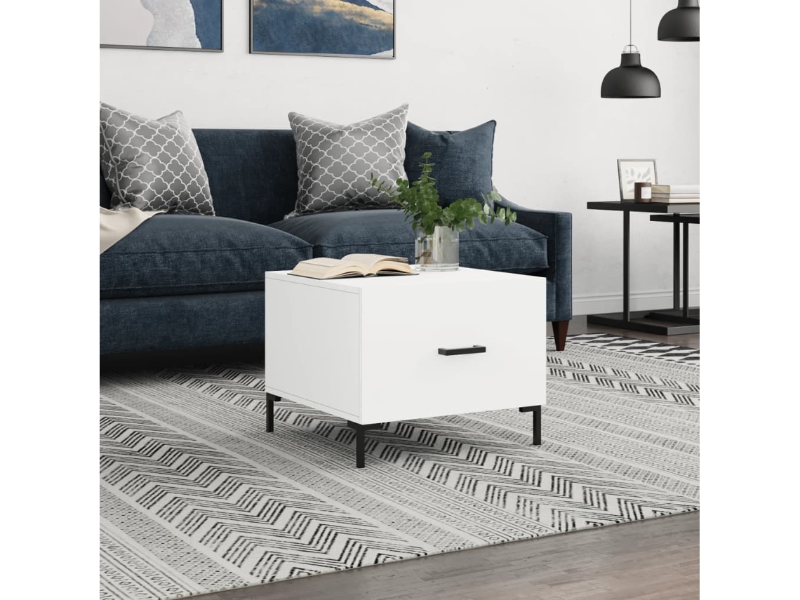 Mesa de centro de 50x50x40 cm, fabricada en madera sintética blanca, HARLANV1
