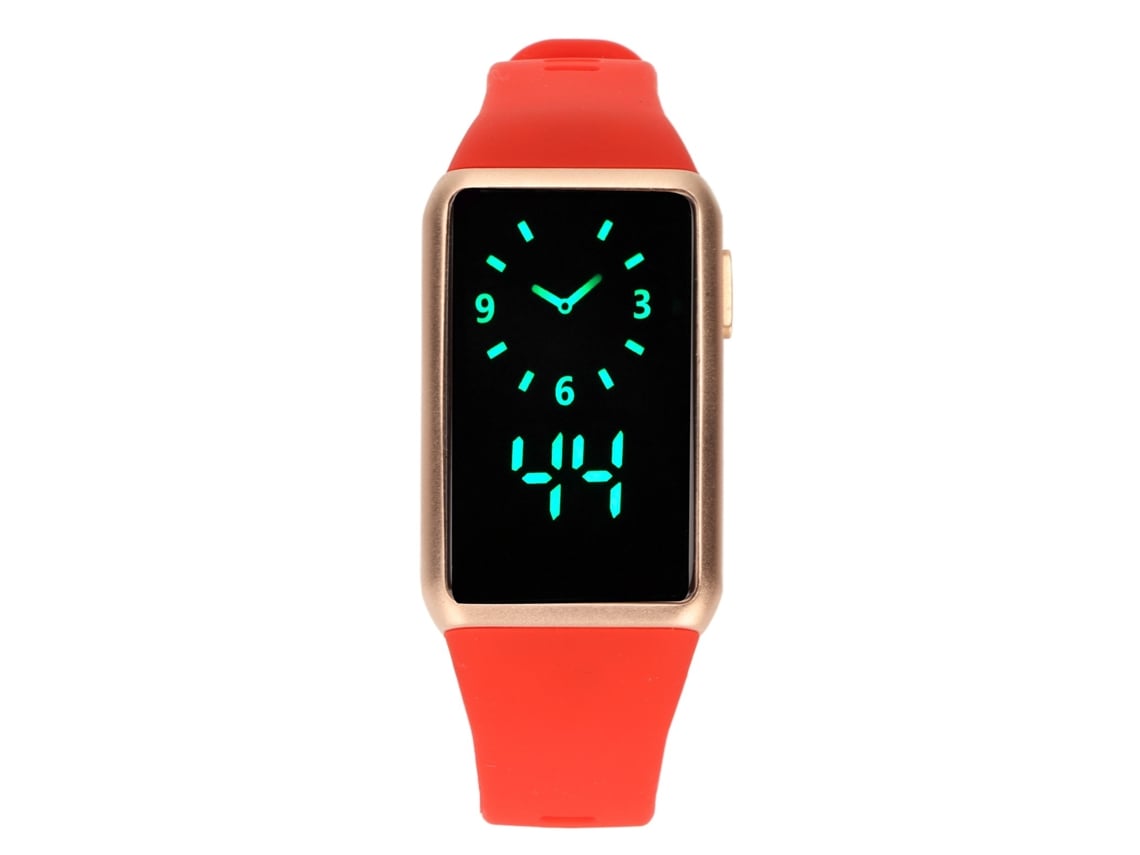 Reloj Inteligente De Fitness Con Batería De 210 Mah, Resistente Al Agua Hasta 30 M Y Correa Roja.