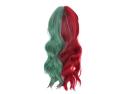 Peluca Larga Riza Roja Verde Con Flequillo 66cm Sintética Moda Fiesta Cosplay Mujer