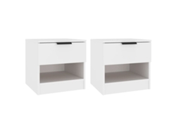 Mesitas de noche de 2 piezas, madera procesada, blanco, MAISON EXCLUSIVE