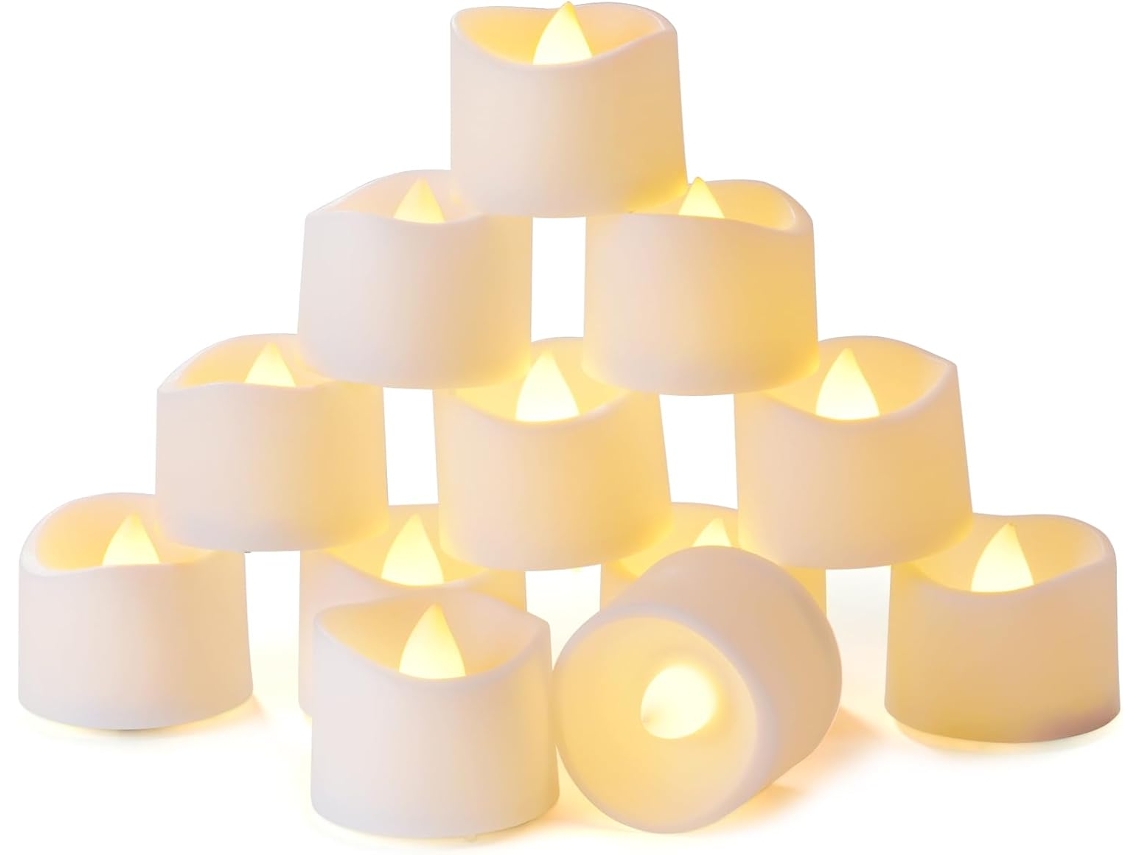Vela Led Con 12 Portavelas Y Temporizador - Funciona Con Pilas. Vela Electrónica Intermitente - Permanece Encendida Durante 6 Horas.
