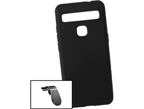 Kit Carcasa y Soporte Magnético para Auto Tcl 10L PHONECARE Silicone Negro