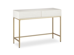 Relaxdays Consola Recibidor, 2 Cajones, Sideboard, Mesita Pasillo, Salón, Madera Y Metal, 80x110x40 Cm, Blanco Y Dorado