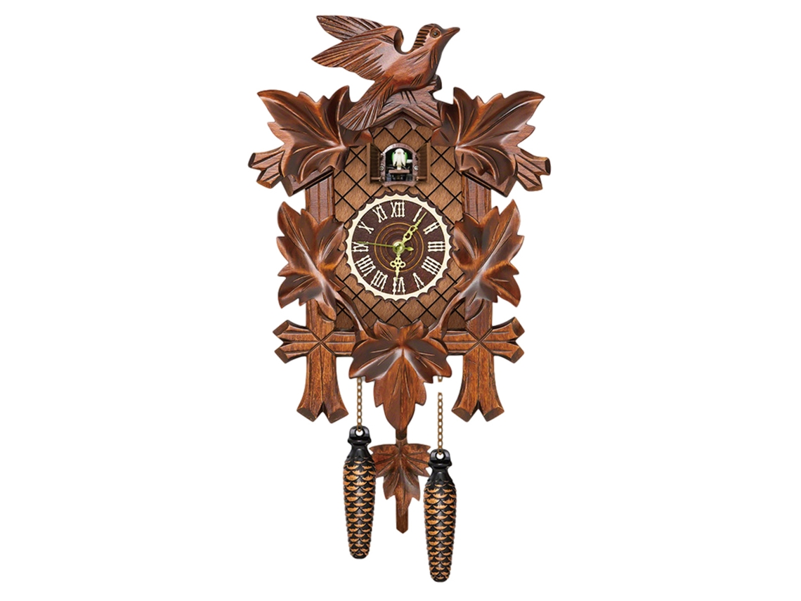 Reloj de pared de cuco vintage hecho a mano de madera para el hogar y la oficina