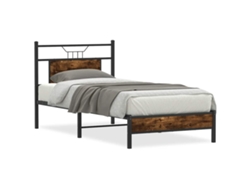 Maison Exclusive - Estructura Cama Sin Colchón Madera Roble Ahumado 75x190 Cm