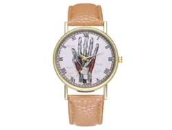 Reloj De Pulsera Unisex Informal Con Movimiento De Cuarzo Y Correa De Piel Sintética Beige.
