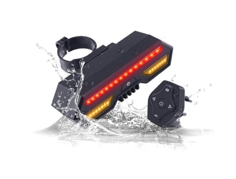 Luz trasera de bicicleta con señal de giro Control remoto inalámbrico Luz trasera de bicicleta impermeable-Luz trasera USB-ENZONS negro