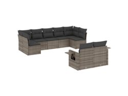 Maison Exclusive - Set De Muebles De Jardín 9 Pzas Y Cojines Ratán Sintético Gris