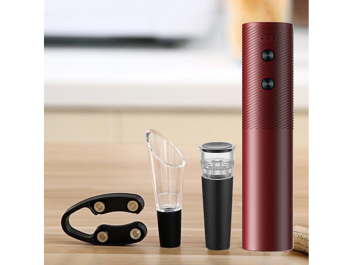 Abrebotellas eléctrico recargable vía USB (rojo) - Utensilios de cocina ecológicos