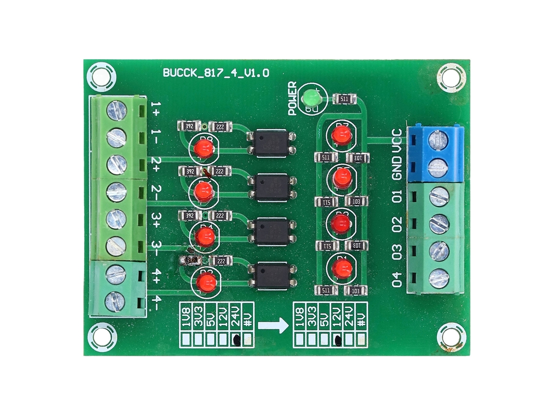 Placa de Isolamento Optocoupler Módulo Conversor de Nível Plc 24V para 5V 4 Canais