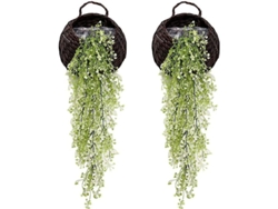 Fasst-2 Piezas Enredadera De Hiedra Artificial Verde Plástico Negro Para Boda Pared Jardín Cerca Trellis
