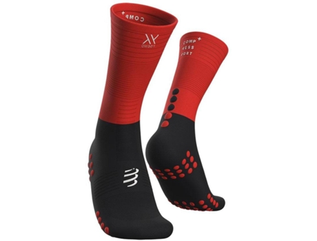 Calcetines COMPRESSPORT Medios Compresión Negro Rojo (Xxl)