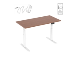 Escritorio motorizado sentado/de pie 120x75cm altura 62-128cm Tablero nogal / Base blanca Conectado KIMEX