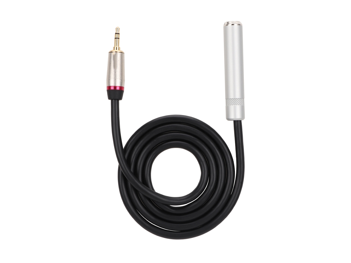 Adaptador de audio de 3,5 mm macho a 6,5 mm hembra con conector dorado y plateado de 1 m