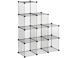Estantería modular cúbica con 9 módulos, zapatero modular de acero, color negro.