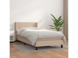Cama Box Spring Con Colchón Cuero Sintético Capuchino 80x200 Cm