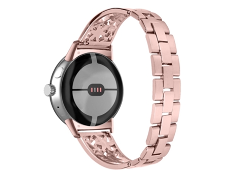 Correa de metal diamantes de imitación decorados para Google Pixel Watch - rosa