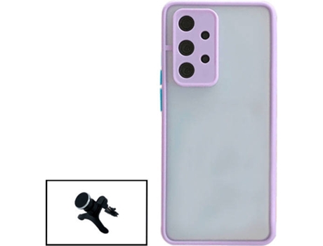 Kit Funda Antichoque y Soporte Magnético Reforzado de Coche Samsung Galaxy A32 5G PHONECARE Lila
