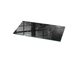 Cristal para espejo de mesa rectangular (125 x 50 cm - Diseño de mármol con vetas - Negro)