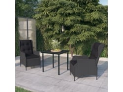 Conjunto De 3 Peças De Jantar Para Jardim Cinzento Escuro Dkd Home Decor