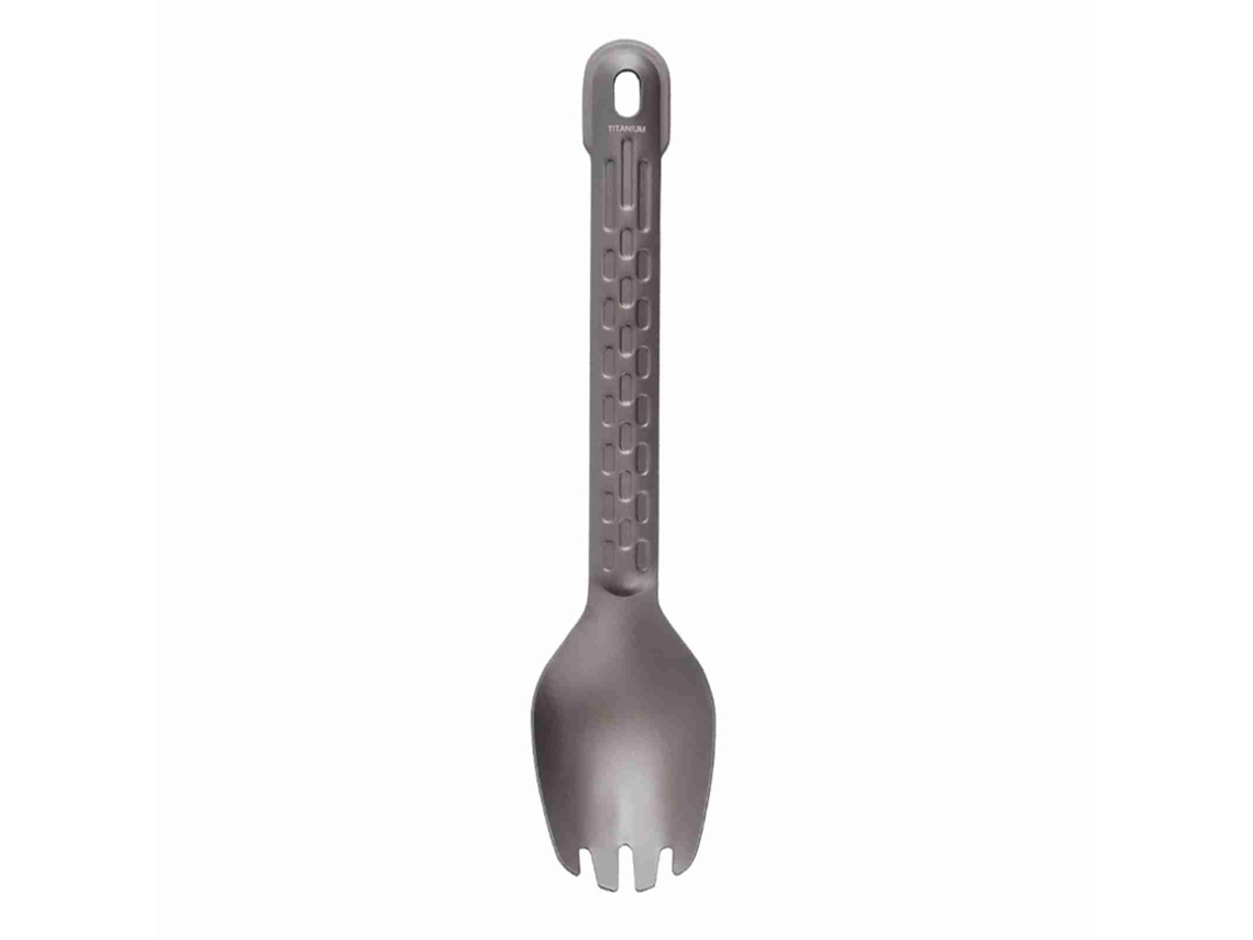 Tenedor y cuchara de titanio ligeros para acampar, hacer senderismo, picnics y uso doméstico.