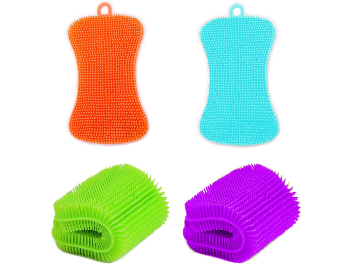 4 Cepillos De Limpieza Transparentes (naranja, Verde Claro, Verde Y Morado), Bolsa De Acrílico.