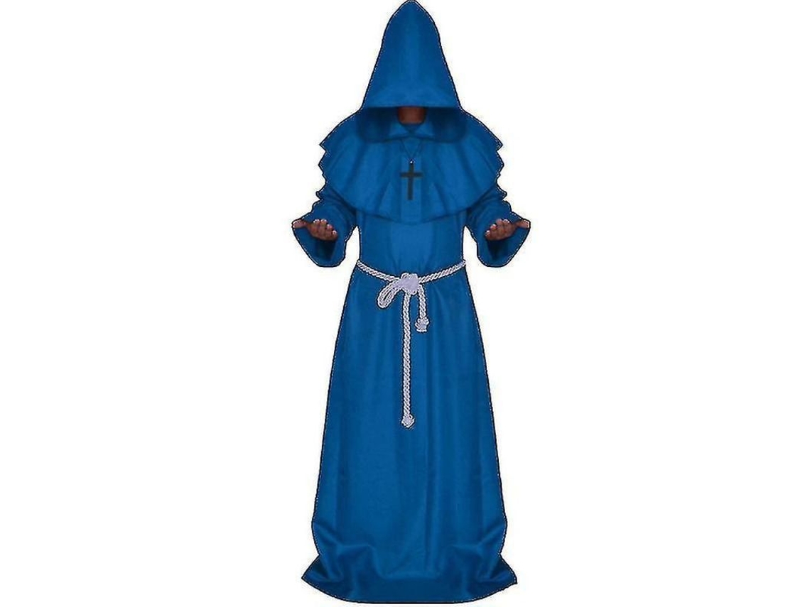 2026-traje De Monje Medieval Con Capucha Para Adultos Disfraz De Fraile Para Halloween Y Cosplay L Azul