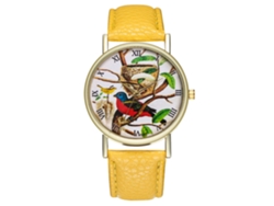 Reloj Casual De Moda Unisex Zhoulianfa Con Correa De Cuero Amarilla.