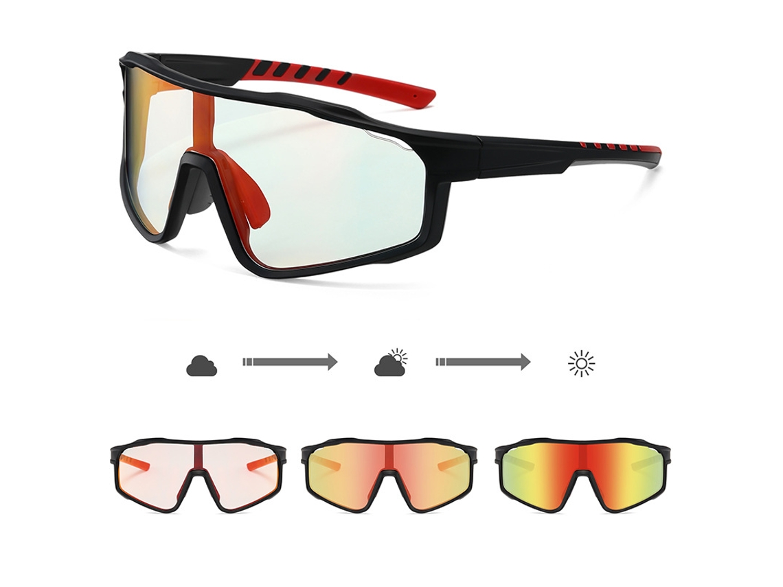 Gafas De Sol De Ciclismo Que Cambian De Color Para Hombres Y Mujeres Gafas De Ciclismo De Montaña Para Deportes Al Aire Libre Negro Rojo Gertiz