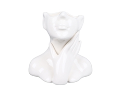 Jarrón de cerámica Baok con rostro femenino, de elegante estilo nórdico, ideal para la decoración de salas de estar, jardines y arreglos florales.