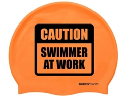 Gorra de Natación Unisexo BUDDYSWIM Caution Swimmer At Work (Tamaño Unico)