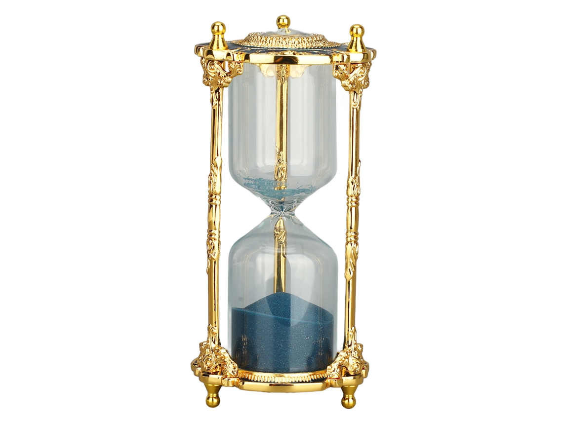 Reloj de arena metálico de 15 minutos para decoración de mesa - Azul