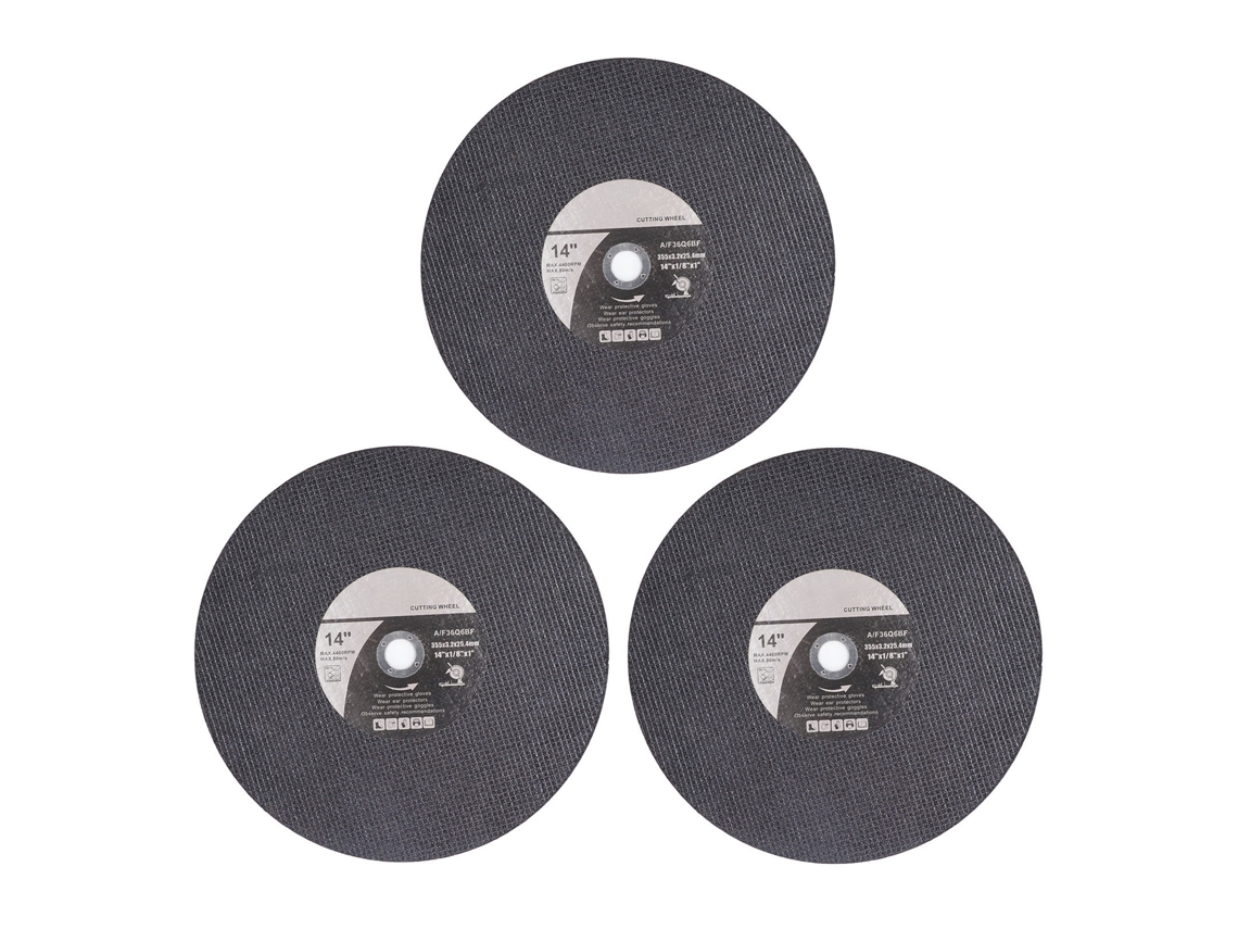 Juego De 3 Discos De Corte De 355 Mm Para Amoladora Angular Y Sierra Para Metal, Plástico Y Madera.