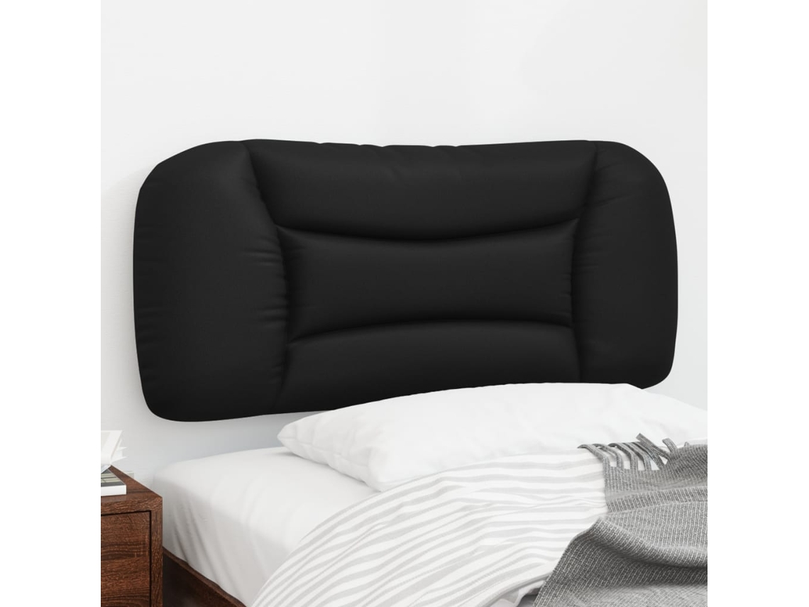 Cabecero De Cama Acolchado Cuero Sintético Negro 90 Cm