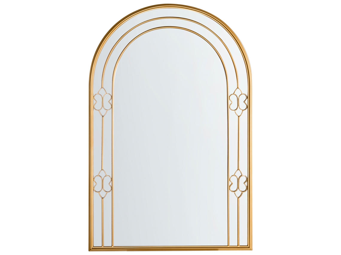 Espejo colgante Beliani Mautre en forma de arco de hierro dorado, 66 x 3 x 98 cm