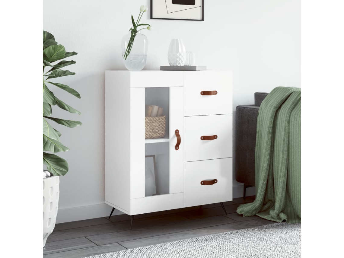 Lovely Home Aparador 69,5X34X90 Cm Madera Procesada Blanco Brillante