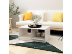 Mesa de centro de 75x50x33,5 cm, madera maciza blanca HARLANV1