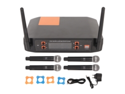 Set De Micrófonos Inalámbricos De Metal De Frecuencia Ajustable Uhf Con 4 Micrófonos De Mano